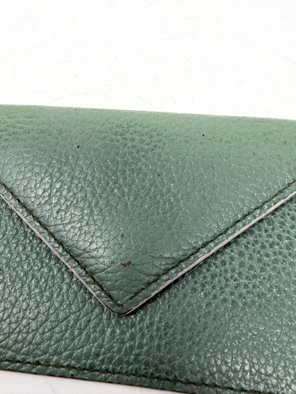 Levenger card case green envelope snap leather slim - Picture 2 of 9